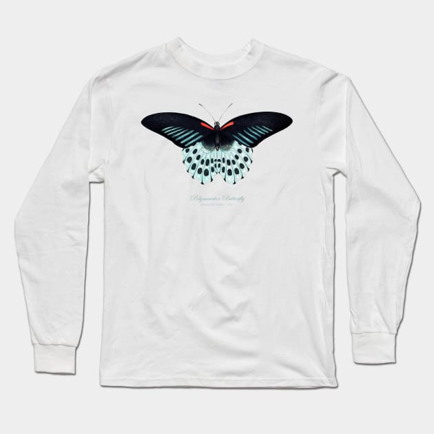 Butterfly - Blue Mormon Butterfly, Polymnestor Butterfly, Papilio Polymnestor Long Sleeve T-Shirt by SPJE Illustration Photography